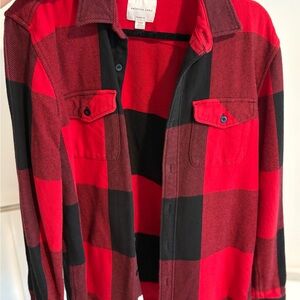 American Eagle Red and Black Checkered Flannel Shirt